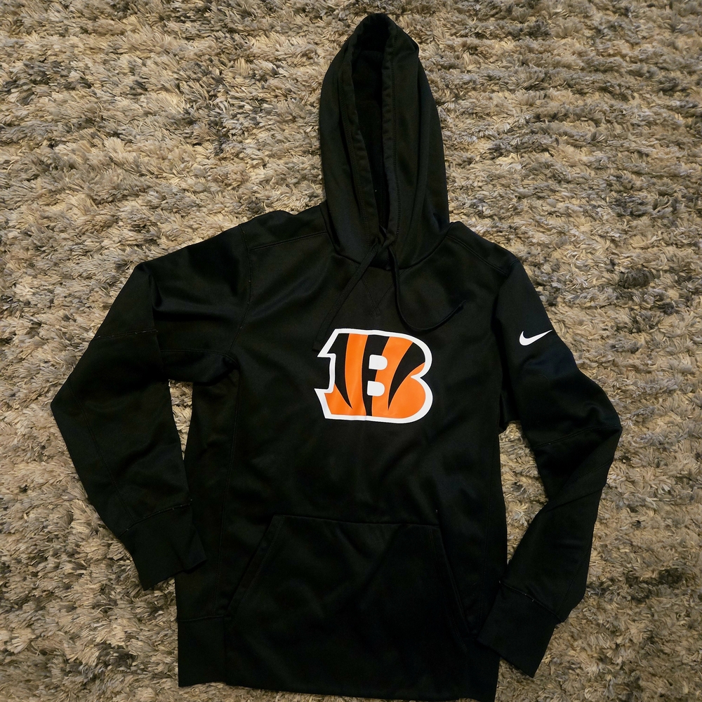 Nike Black Hoodie with Bold Orange Graphic